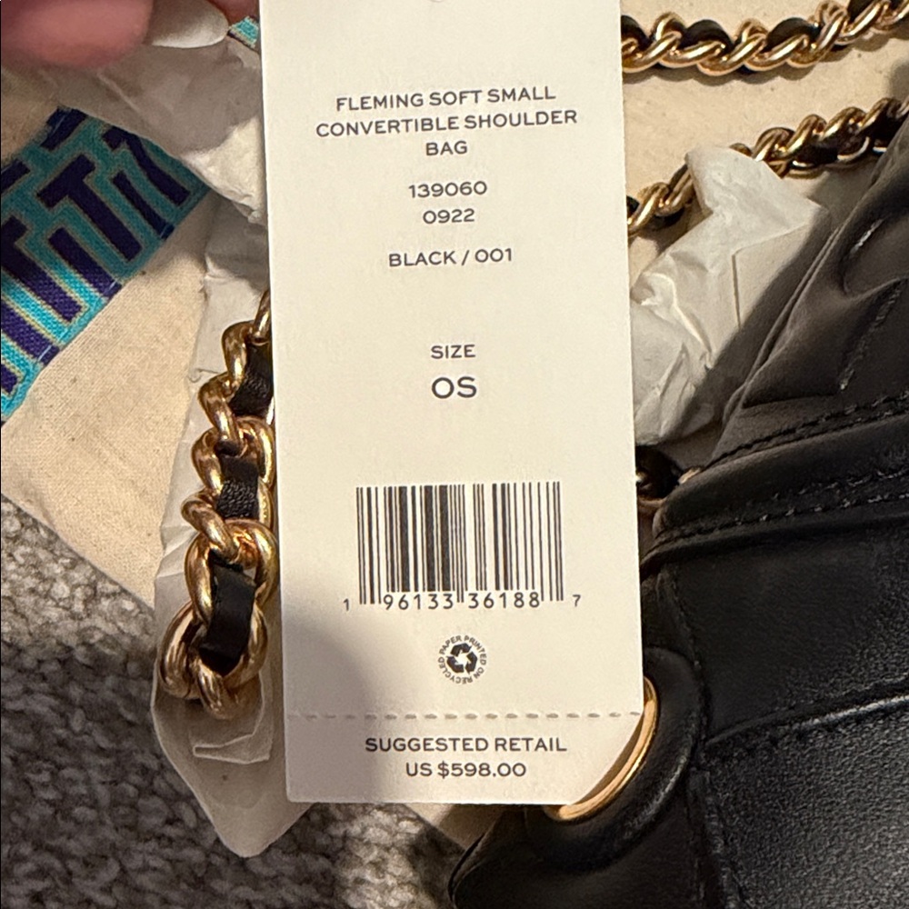 Tory Butch Fleming soft shoulder bag- black - Picture 8 of 8